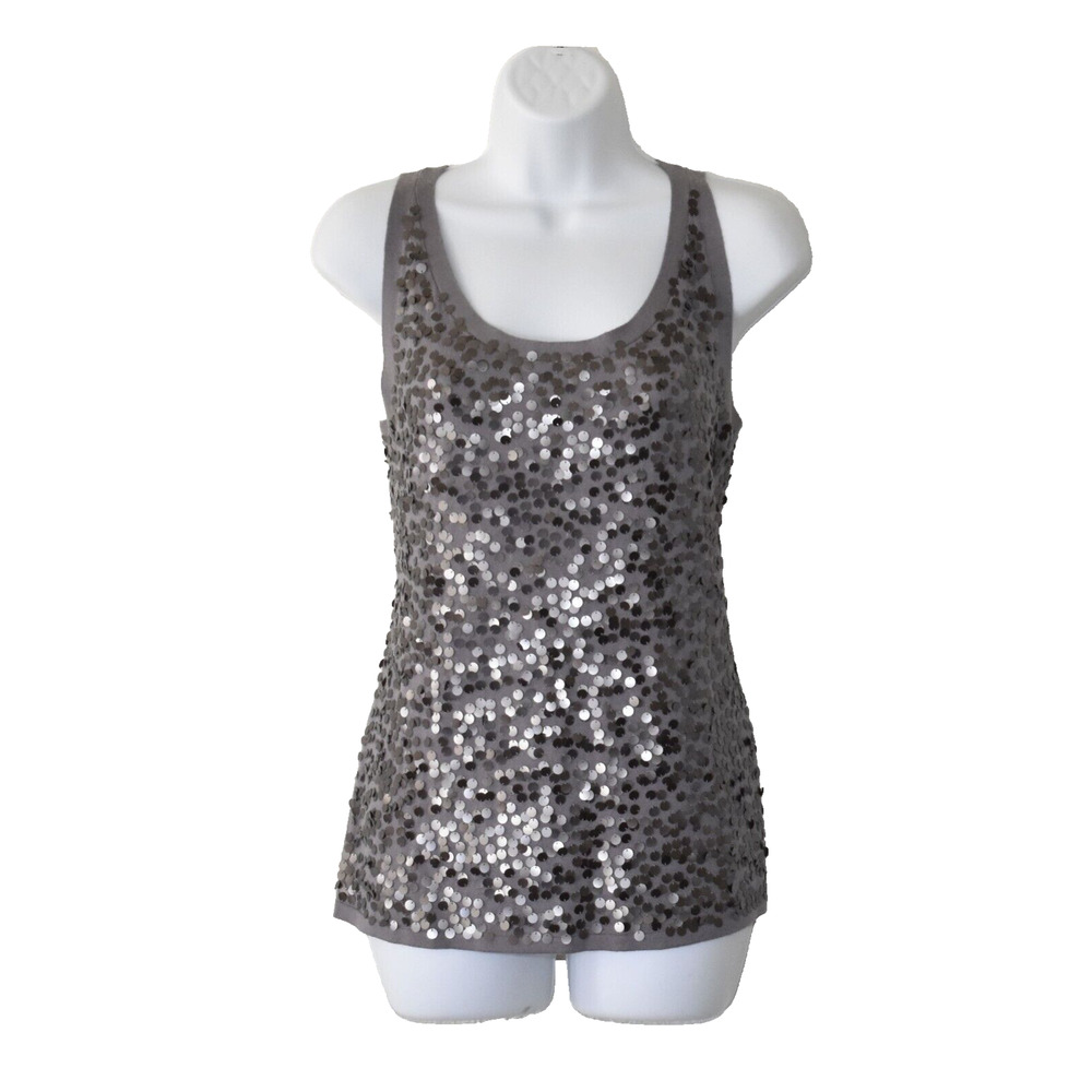A5 NEW EILEEN FISHER Icy Plum Merino Wool Sequin Sleeveless Petite Sweater Sz PL